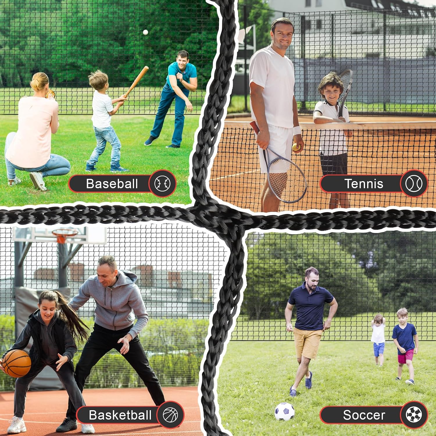 Storgem Baseball Softball Backstop Nets, Sports Netting, Sports Barrier Netting, Heavy Duty Sports Nets Netting Knotless for Playing Field, Backyard or Garage