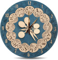 ZE WOOD Weasley Family Round Clock - Harry Potter 3D Wall Clock - Unique Blue Wooden Clock, Silent Large Modern Rustic Decorative Home Decor for Harry Potter Fans (5 spoons, M)