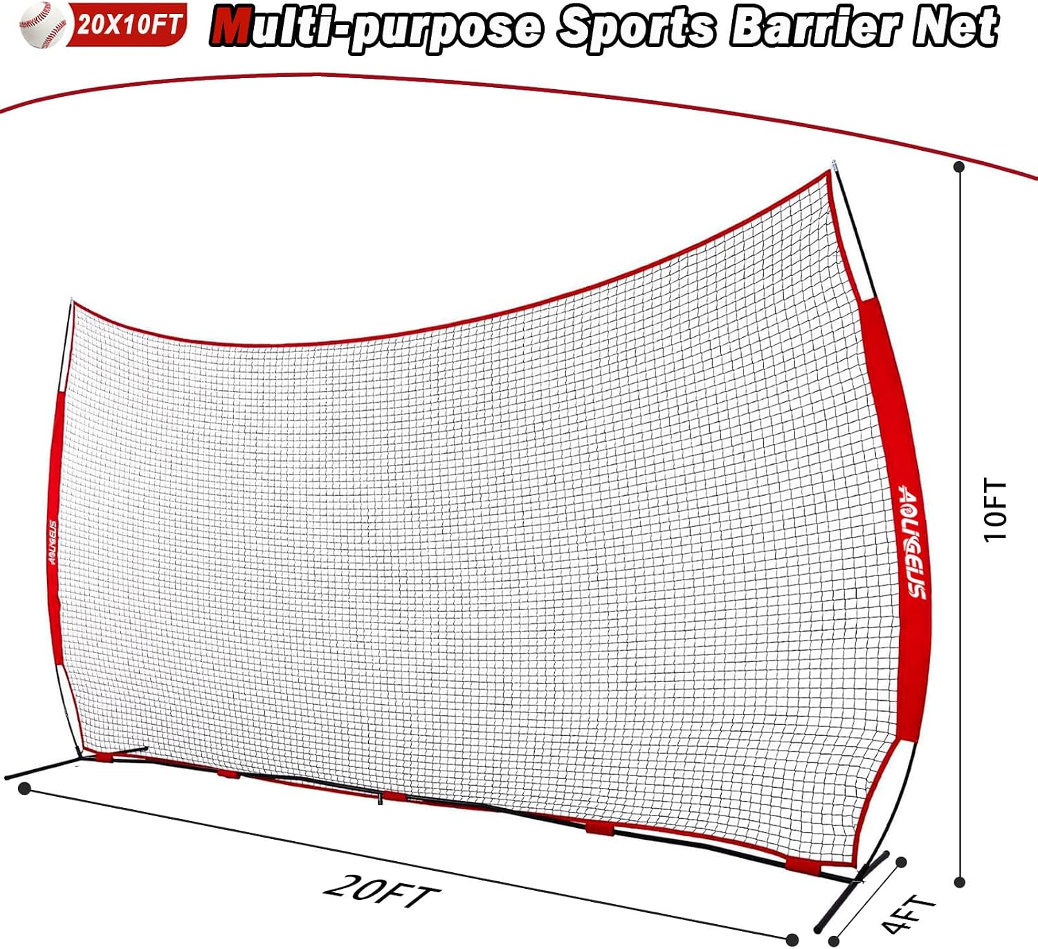 Sports Barrier Net,Sports Net,Barricade Backstop Net,Perfect for Baseball,Softball,Soccer, Basketball,Lacrosse