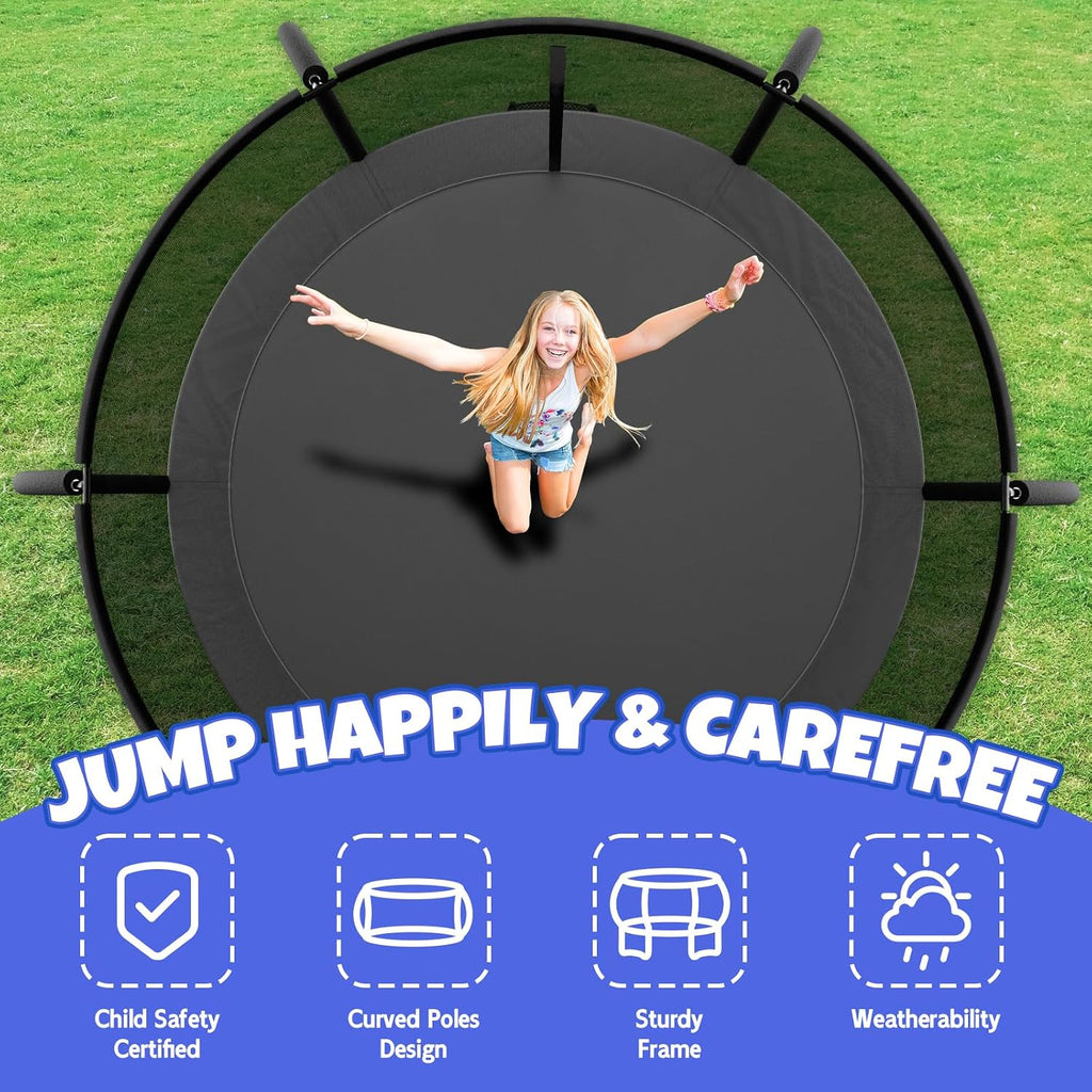 Kiivakii Trampoline 8FT 10FT 12FT 14FT 16FT, Outdoor Trampolines for Kids and Adults, Recreational Trampoline with Enclosure Net & Ladder, Round Trampolines ASTM Approved