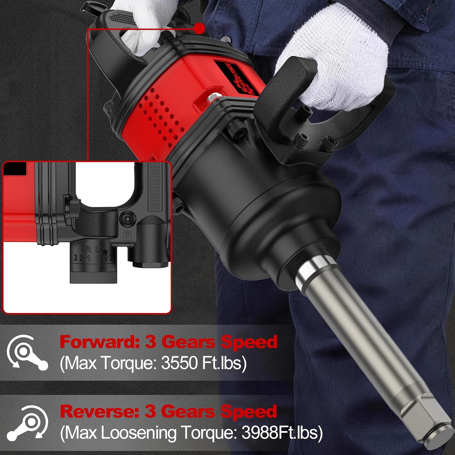 Trivd Frol Air Impact Wrench 1 inch Impact Gun 1 Inch Impact Wrench, Up to 3550 Ft.lbs, 5000RPM High Torque Pneumatic Impact Wrench with 32mm-33mm Sockets, 1/2' Air Inlet for Heavy Duty Repairs