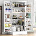 kepptory 47' Pantry Cabinet, Kitchen Pantry Storage Cabinet with Doors and Adjustable Shelves,Freestanding Buffet Cupboards Sideboard for Living Room and Dinning Room (White)