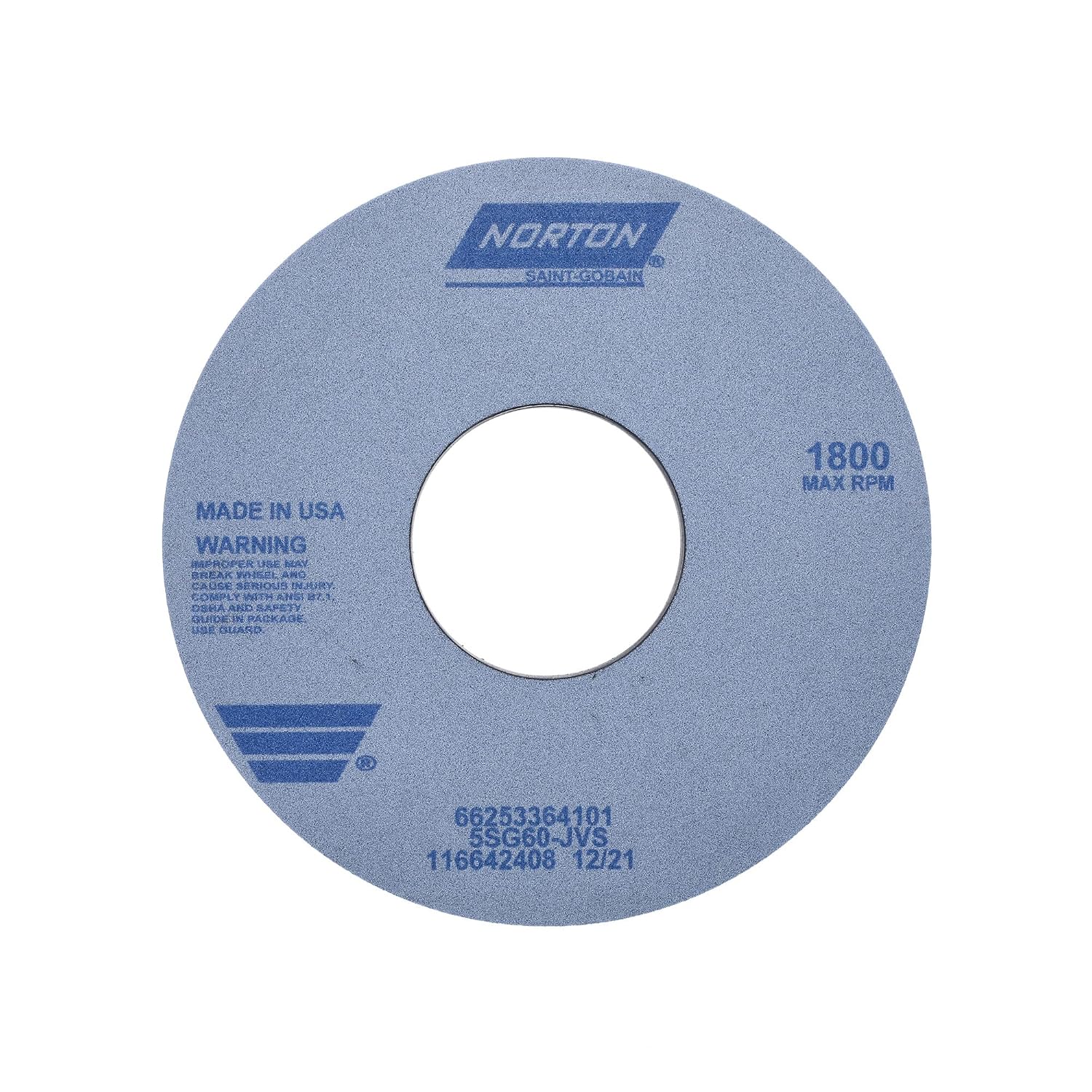 Norton 66253364101 Grinding Wheel,T1,14x1-1/2x5,CA,60G,Blue