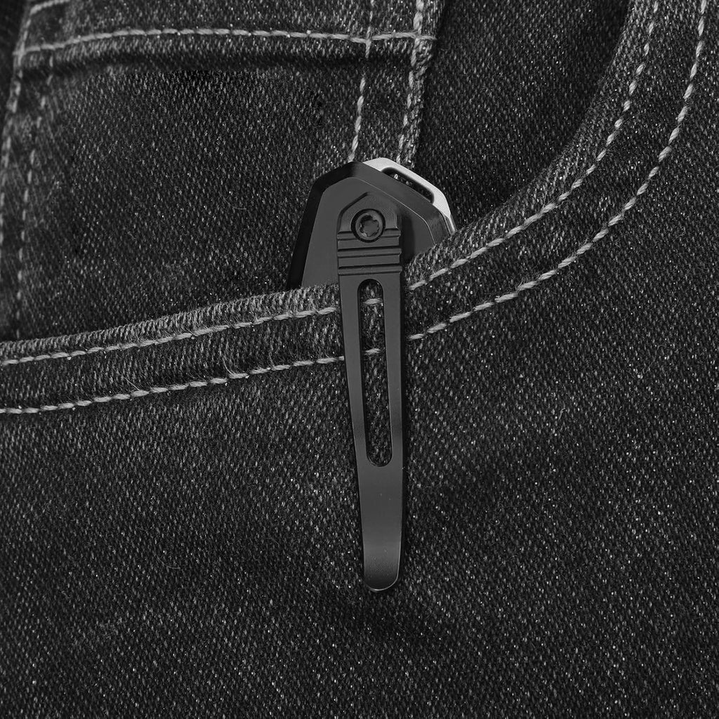 Kizer Staffi Pocket Knife, 3.32' S45VN Folding Knife with Black & Gray Titanium Handle, Clutch Lock EDC Knives with Reversible Pocket Clip for Men Women Ki3695A2