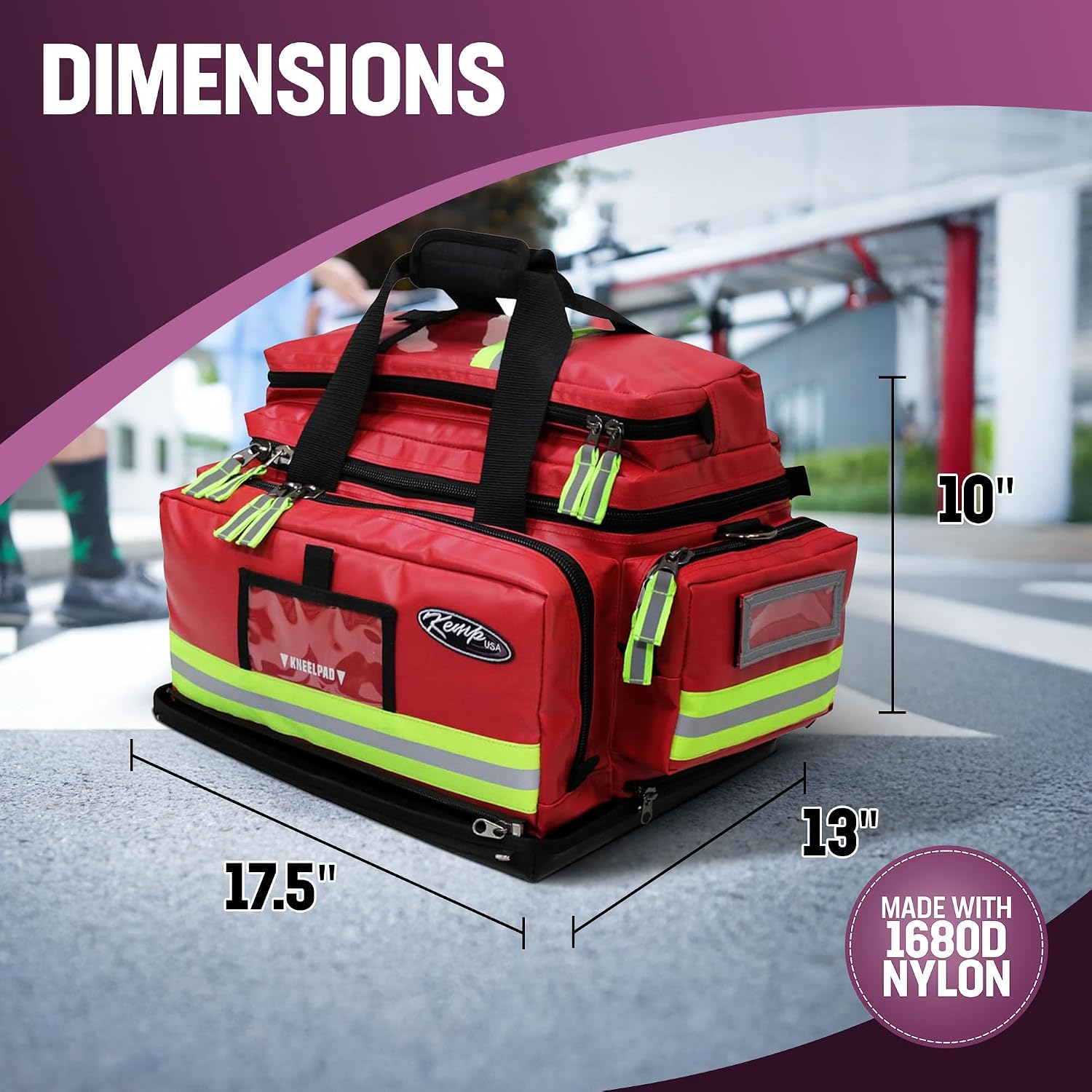 Kemp USA Premium Professional Trauma Bag for Emergency Medical Services (EMS), Fluid-Resistant Tarpaulin Construction
