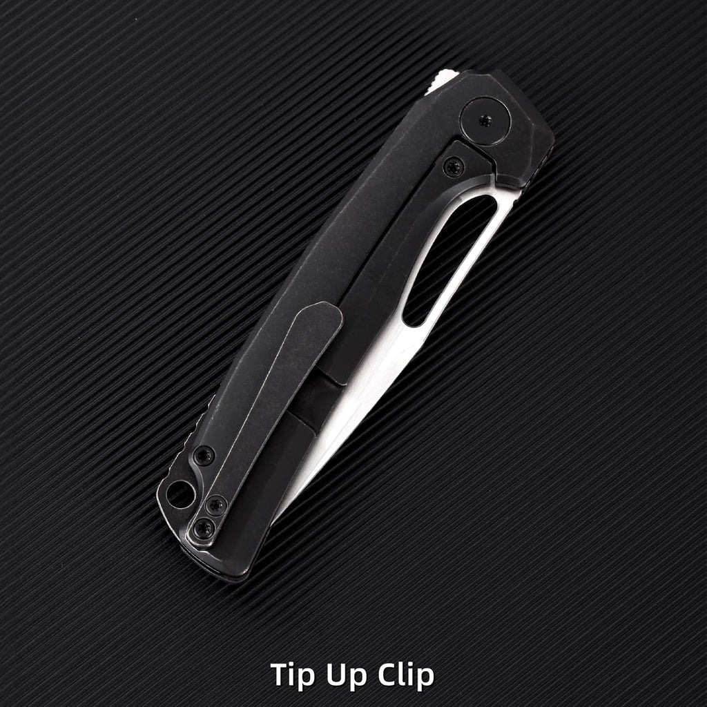 Pocket Knife, 3.5' M390 Blade Folding Knife Hunting Knife Survival Knife with Pocket Clip, EDC Knives for Hunting Camping Survival Outdoor Fishing Hiking (Purple&Black)