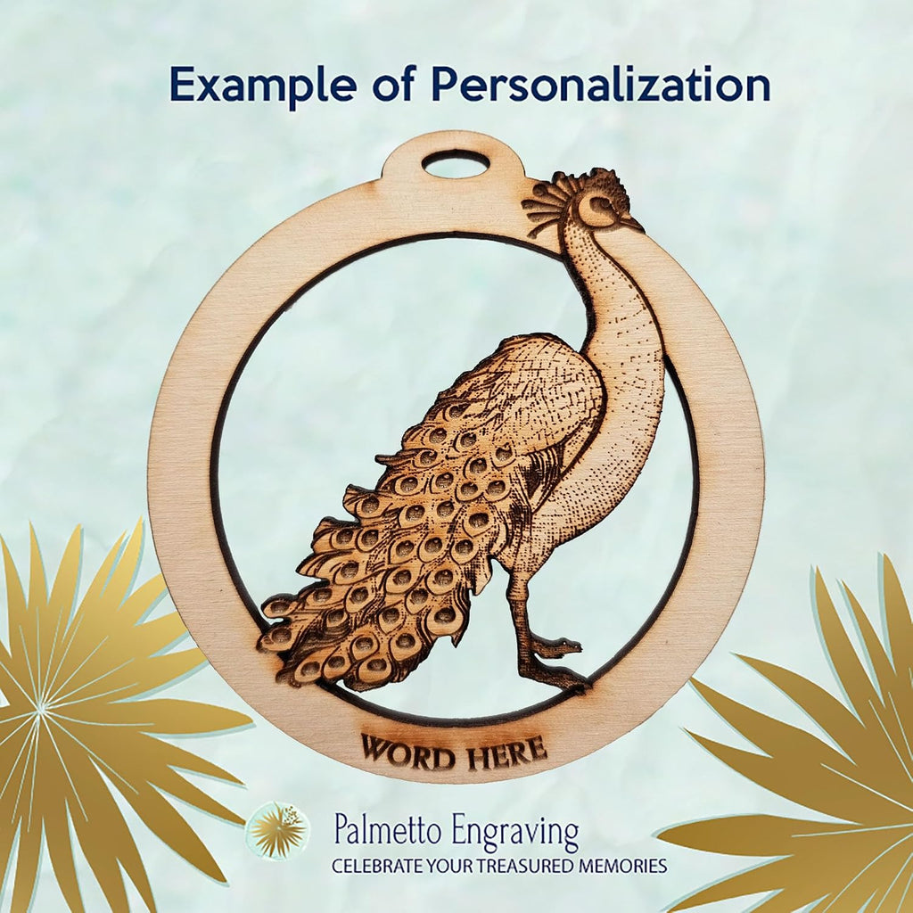 10PK Personalized Peacock Ornaments for Christmas Tree, Unique Themed Gift Ideas for Bird Lovers, Peacock Christmas Tree Decorations, Handmade in The USA