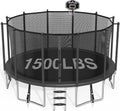 1500LBS Capacity No-Gap Design 8 10 12 14 15 16 FT Recreational Jumper with Enclosure Net, Wind Stakes & Basketball Hoop, ASTM Approved, Perfect for Kids & Adults Family Outdoor Backyard Fun