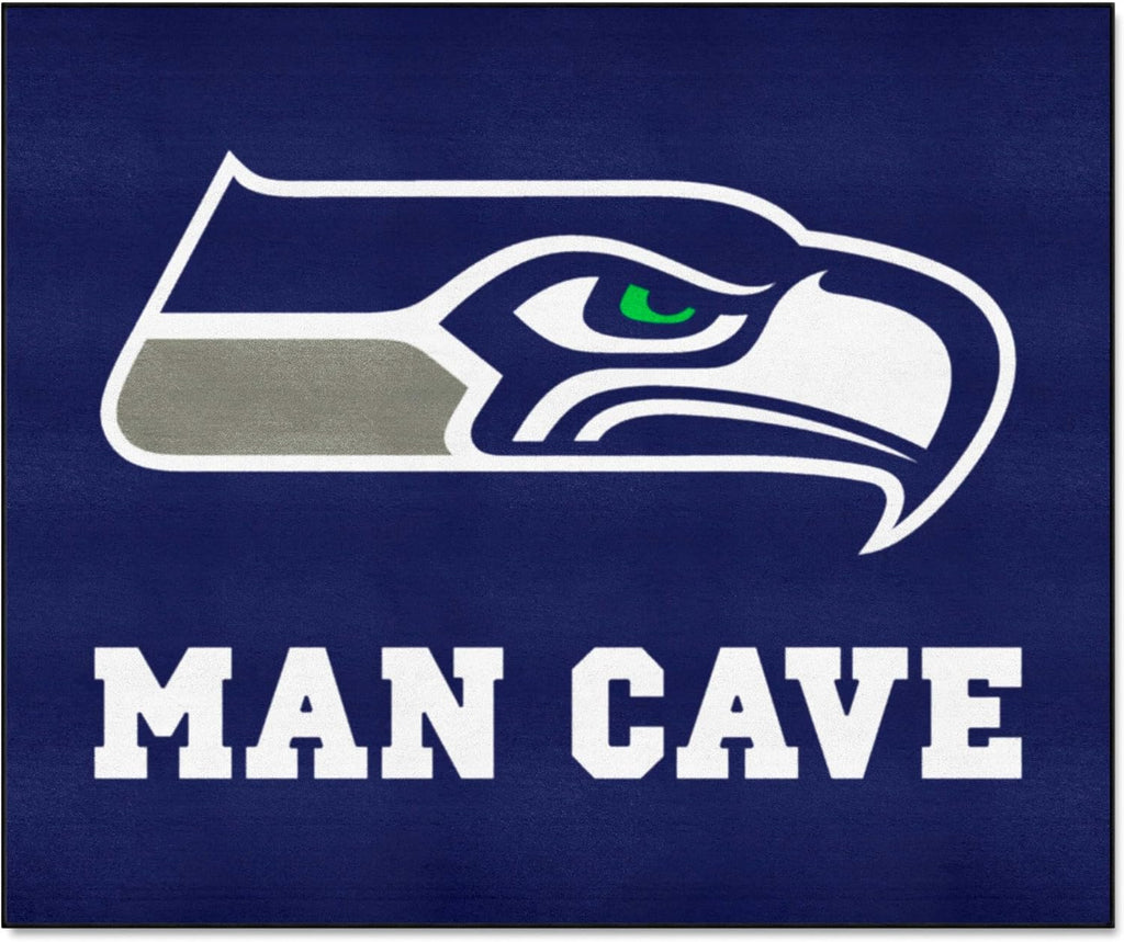 FANMATS 14371 Seattle Seahawks Man Cave Tailgater Rug - 5ft. x 6ft. Sports Fan Area Rug, Home Decor Rug and Tailgating Mat
