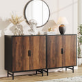 63' Sideboard Buffet Cabinet with Storage, Kitchen Storage Cabinet with Adjustable Shelf, 4-Door Console Table Accent Cabinet for Living Dining Room Entryway Hallway Credenza Coffee Liquor Bar, Rustic