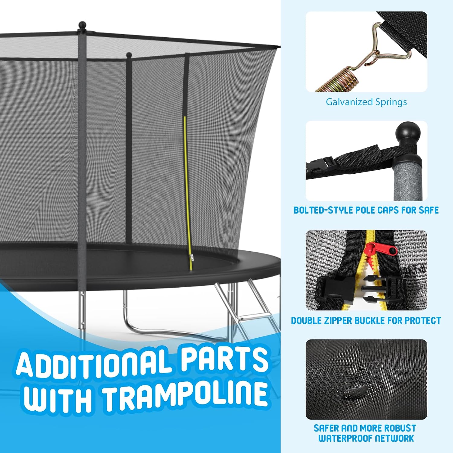 14FT Tranpoline for Kids with Safety Enclosure Net Recreational Round Tranpoline with Basketball Hoop ASTM Approval Backyard Outdoor Tranpoline with Spring Pad Cover & Ladder
