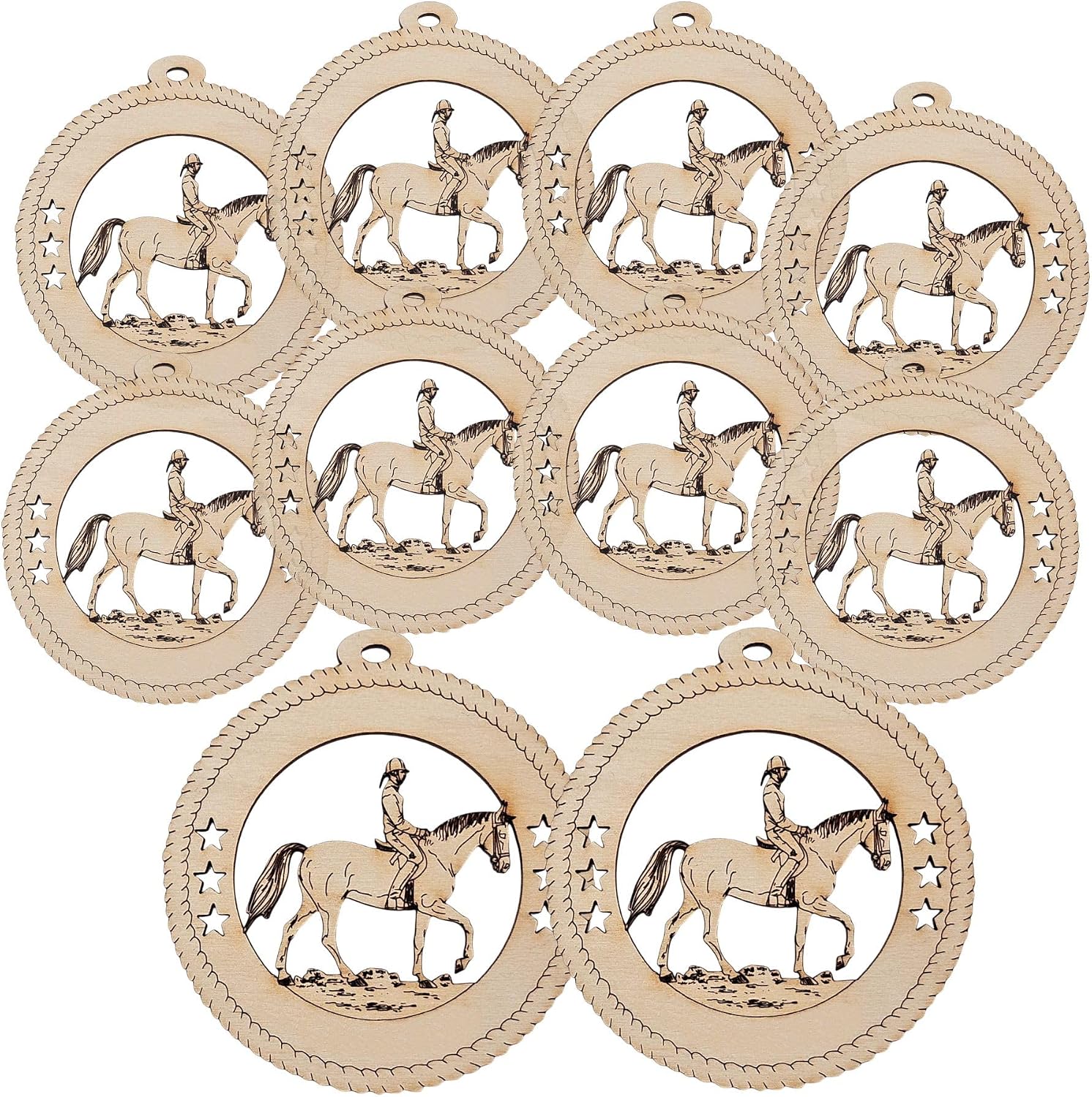 10PK Personalized English Riding Ornaments, Equestrian Keepsakes, Holiday Decor for Horse Lovers