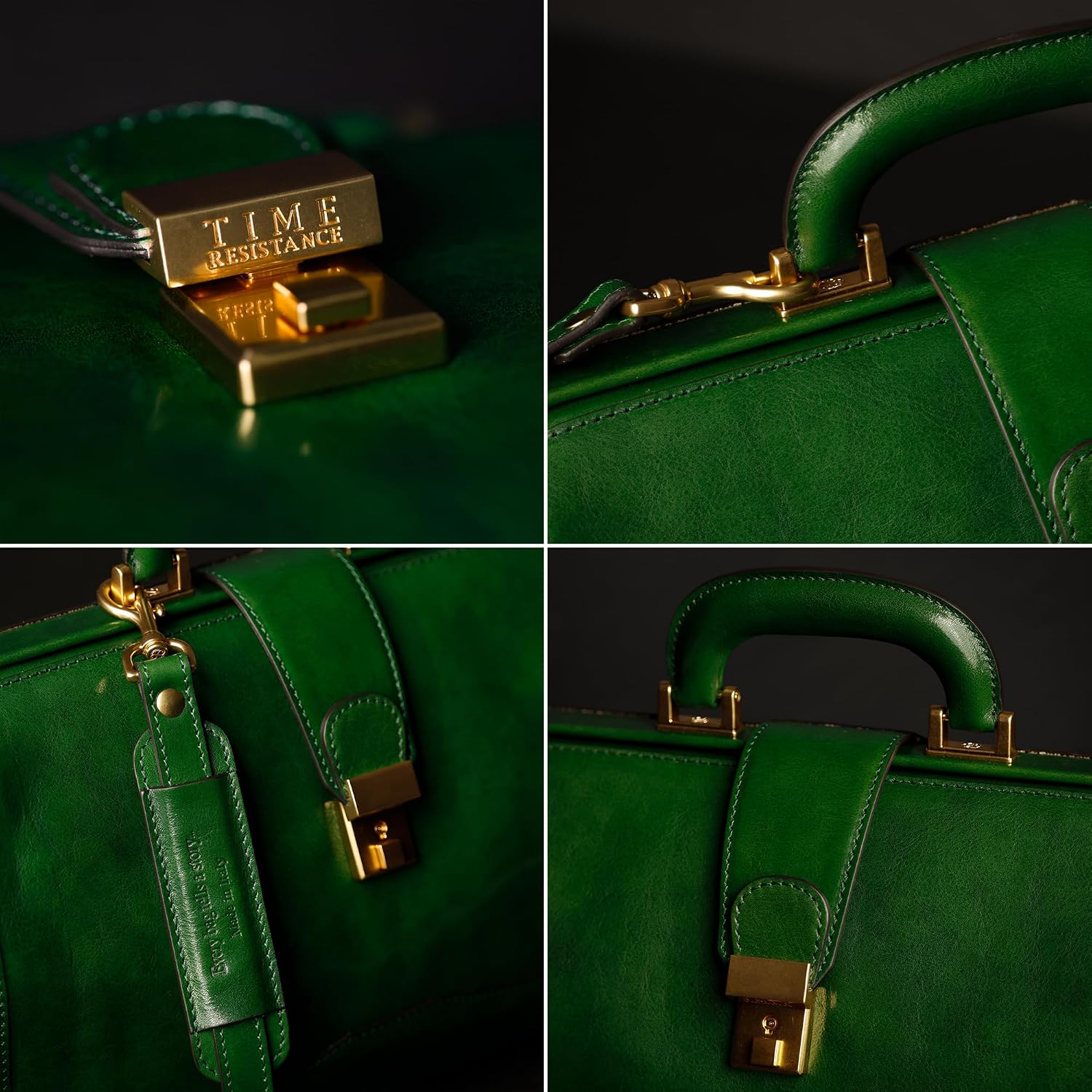 Time Resistance Leather Doctor Bag - Italian Handmade Medical Bag - Vintage Style Handbag - Real Leather Briefcase