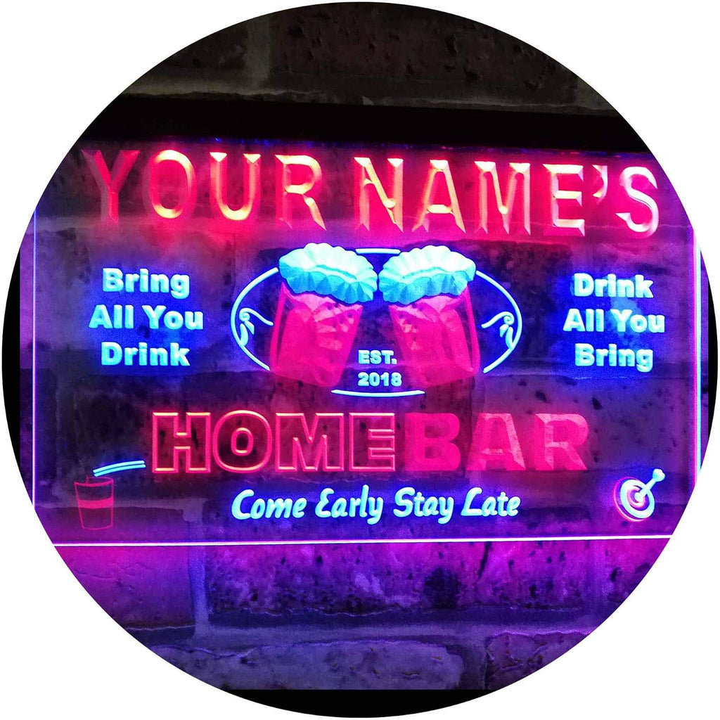 ADVPRO Personalized Your Name Custom Home Bar Beer Est. Year Dual Color LED Neon Sign Blue & Red 24 x 16 Inches st6s64-p-tm-br
