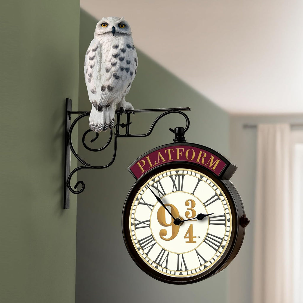 The Bradford Exchange Harry Potter Platform 9 ¾ Illuminated Wall Clock with Sculpted Hedwig and Dual‑Side Display