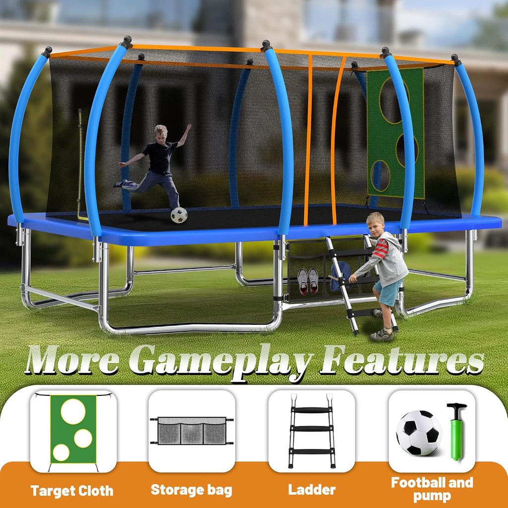 KEIKI Trampoline 8FT Trampolines with Enclosure Net, 960LBS Outdoor Trampolines for Kids with Basketball Hoop-ASTM Approved Trampoline for Children and Adults with Ladder
