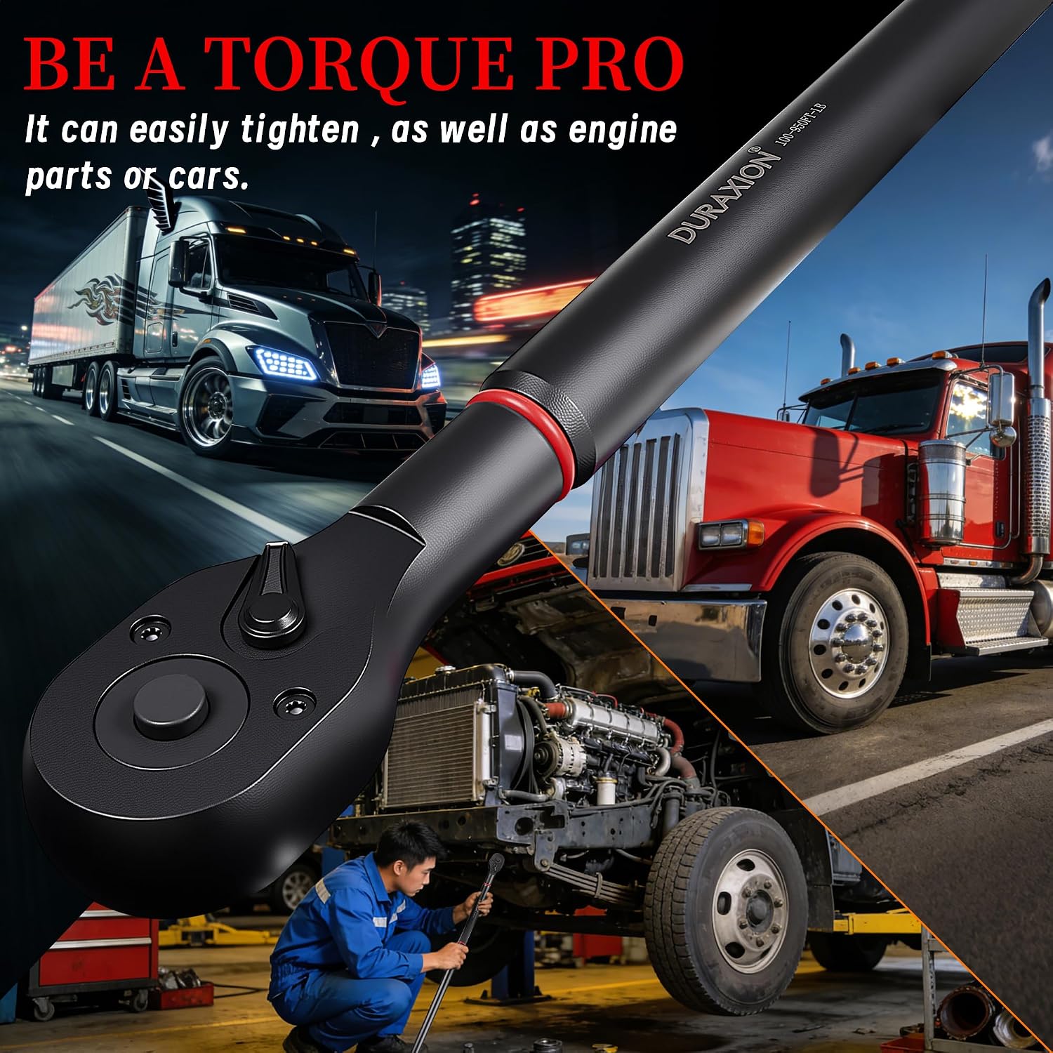 3/4-Inch Drive Torque Wrench 100-950ft.lb/135.58-1288.03Nm, ±3% Precision Dual Direction Torque Wrenches with 48-Tooth Dual Range Scales with Ft.Lbs and N.m