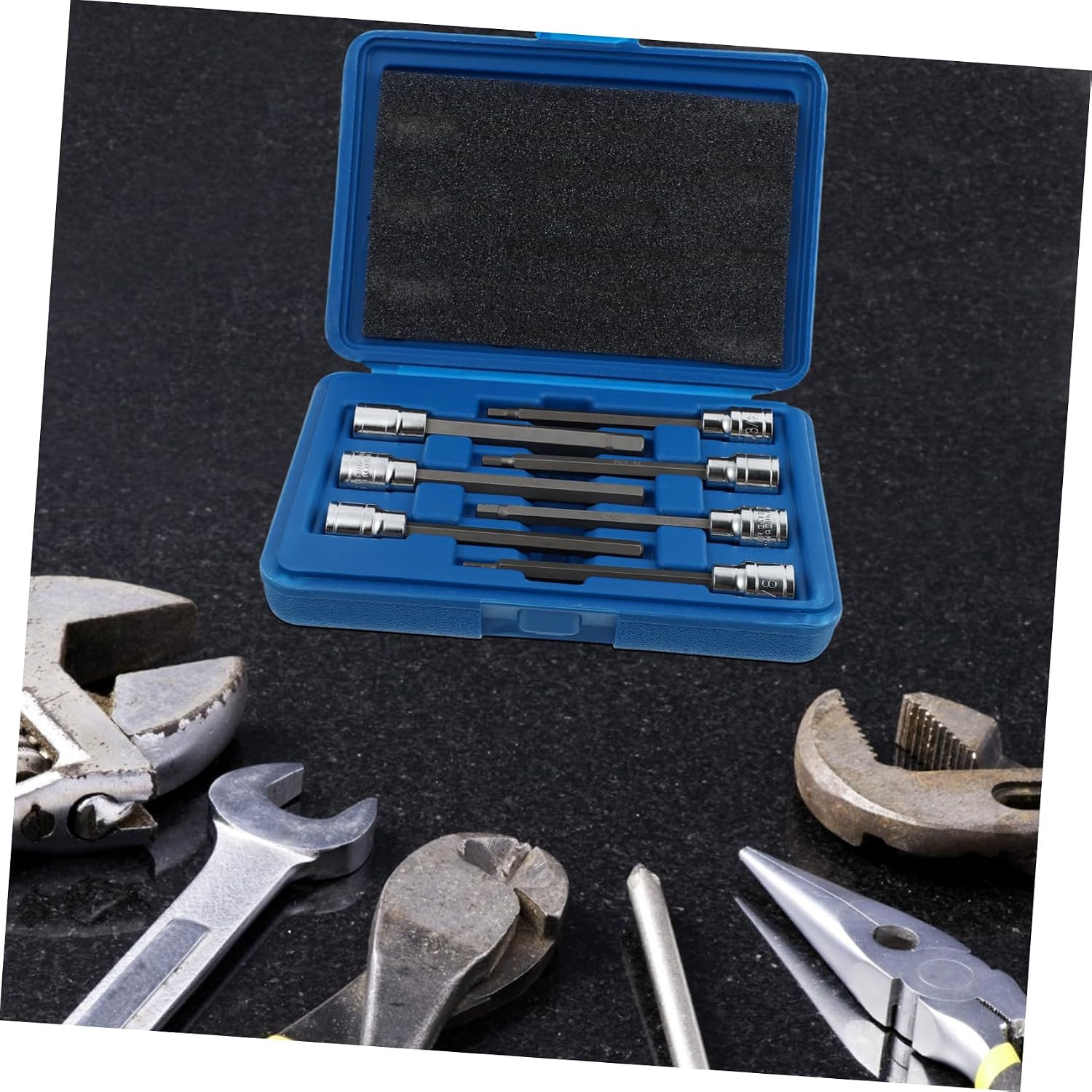 1 Set Single End Wrench Drill Spannerrque Wrenchol Stubby Plug Ratchet Wide Crowfoot Swiveliple Multi Screws Electric Screwdriver Ball Kit Hexagon Axle 45# Steel Silver