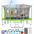 Lyromix Upgraded Trampoline with Lights, Large Outdoor Trampoline with Sprinkler,Basketball Hoop and Net, Capacity for 5-8 Kids and Adults