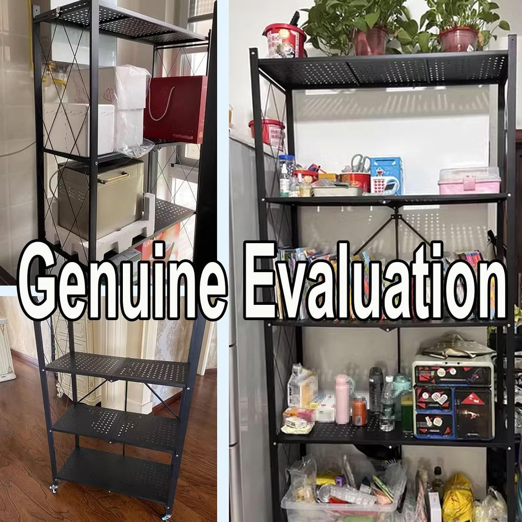 Microwave Storage Stand,Microwave Stand with Storage Cabinet Made of Carbon Steel Kitchen Baker's Rack with Storage Open Operator Console with Brakeable Casters Foldable(Color:White)