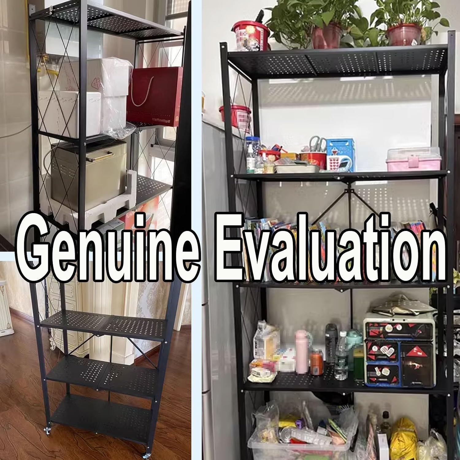 Microwave Storage Stand,Microwave Stand with Storage Cabinet Made of Carbon Steel Kitchen Baker's Rack with Storage Open Operator Console with Brakeable Casters Foldable(Color:White)