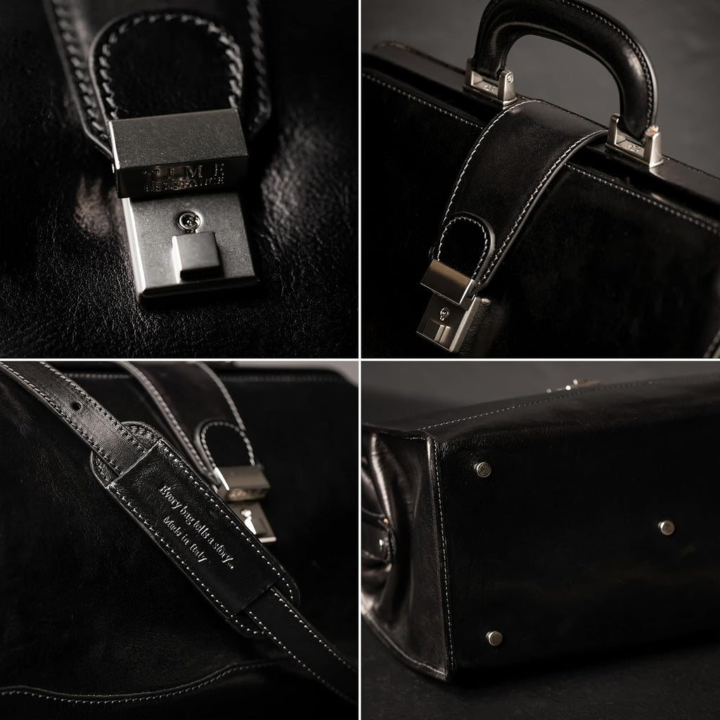 Time Resistance Leather Doctor Bag - Italian Handmade Medical Bag - Vintage Style Handbag - Real Leather Briefcase