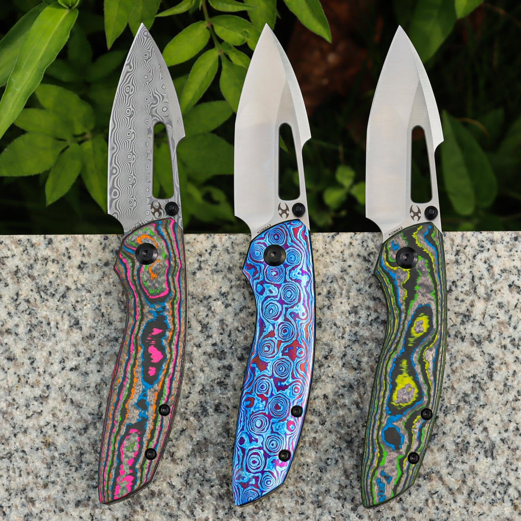 KANSEPT Link Pocket Folding Knives EDC Camping Hiking Folding Knife for Men Women 3'' Satin CPM 20CV Blade Pocke Knife with 80S Camo Carbon Fiber Blackwash Titanium Handle Everyday Carry K1068A2
