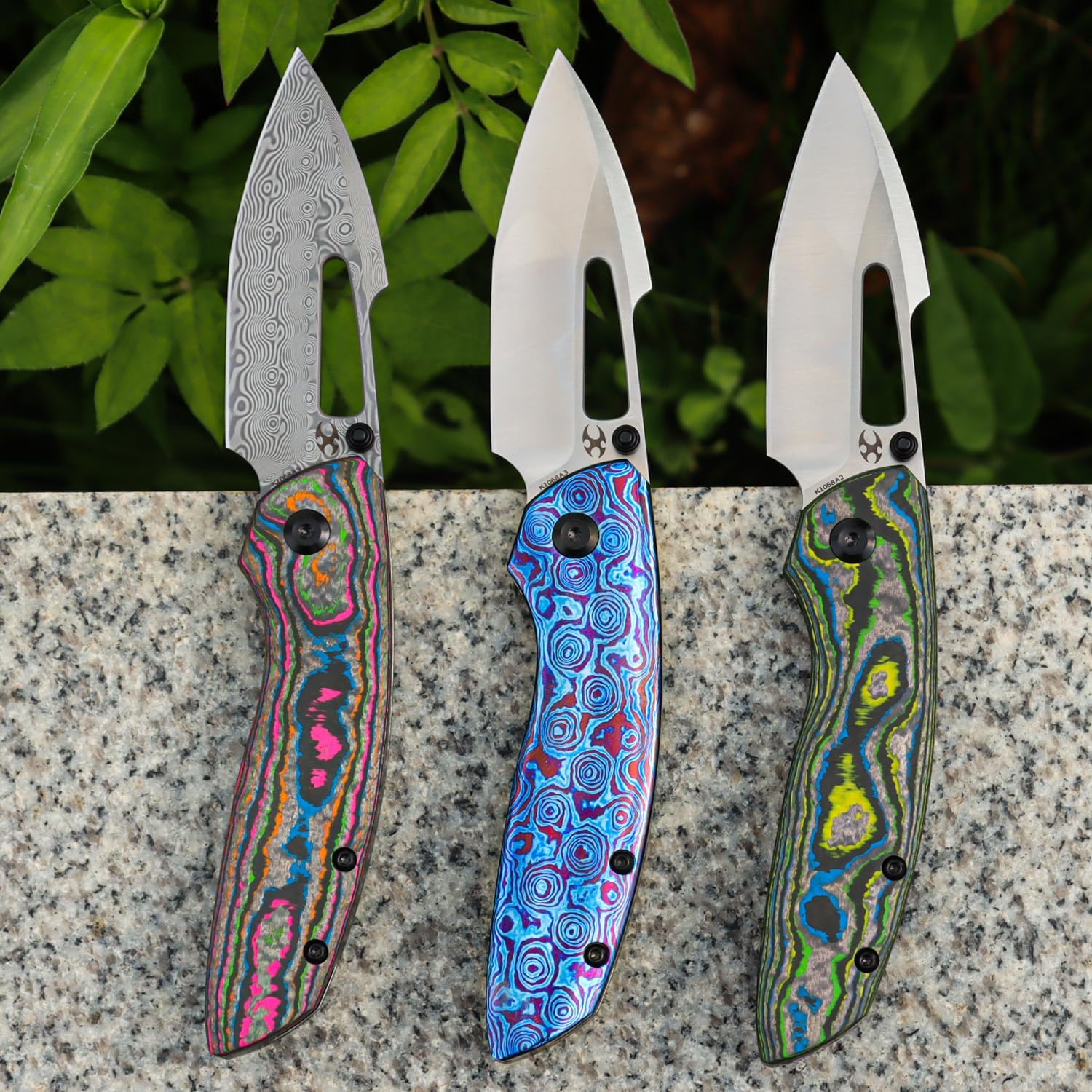 KANSEPT Link Pocket Folding Knives EDC Camping Hiking Folding Knife for Men Women 3'' Satin CPM 20CV Blade Pocke Knife with 80S Camo Carbon Fiber Blackwash Titanium Handle Everyday Carry K1068A2