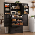 ONBRILL 71' Tall Farmhouse Kitchen Pantry Cabinet with 3 Pull Out Shelves & 2 Large Drawers, Pantry Storage Cabinet with 6 Door Shelf & Adjustable Shelf, Freestanding Cupboard for Kitchen, Dining Room