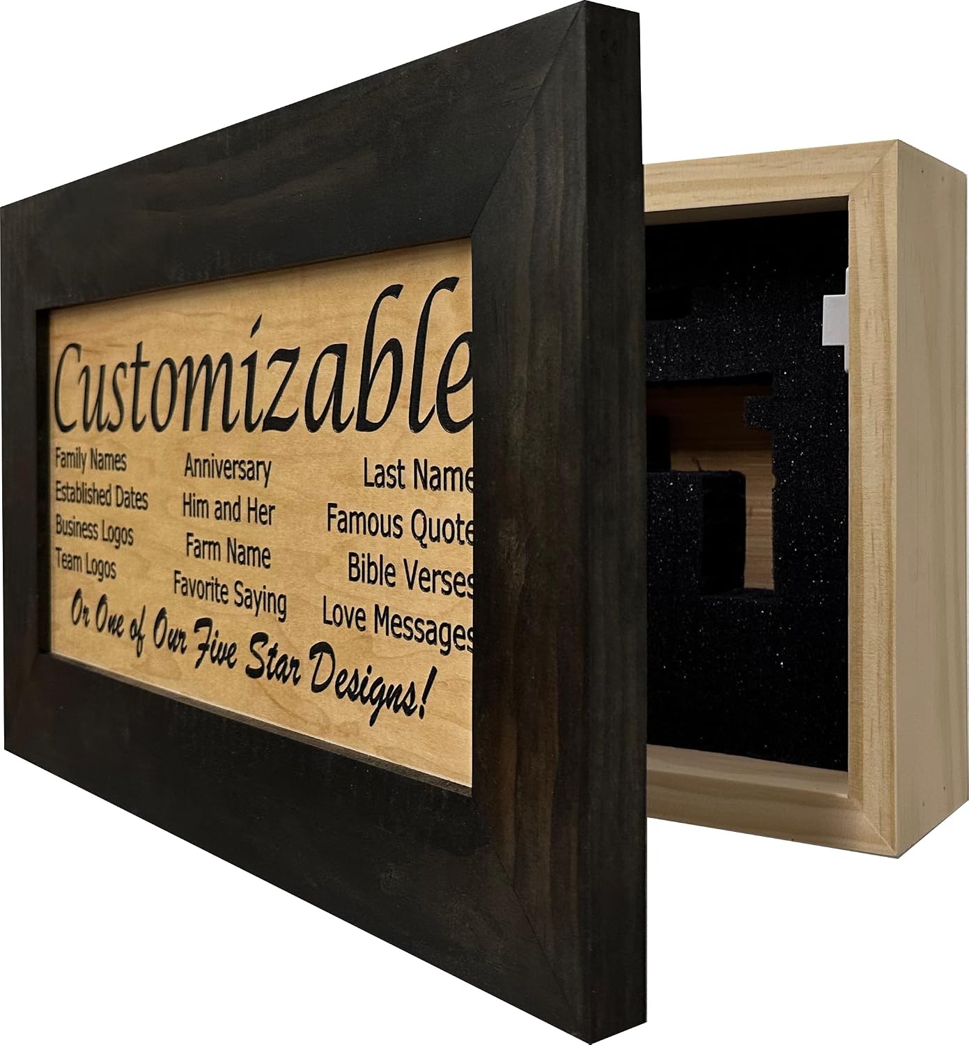 Bellewood Designs Customizable Gun Cabinet Wall Decoration - Personalized Gun Safe To Securely Store Your Gun In Plain Sight