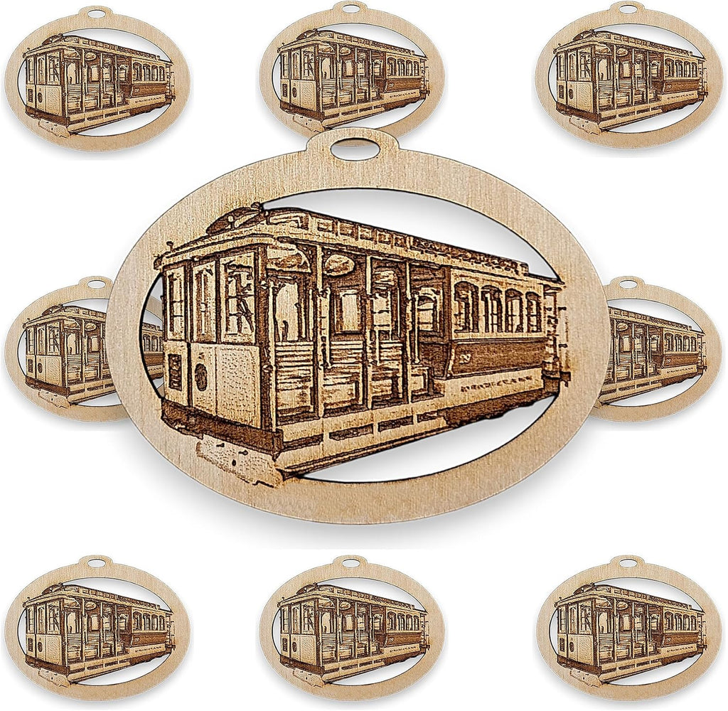 10PK Personalized Cable Car Ornament, San Francisco Souvenirs and Gifts, California Souvenirs, Travel Ornaments for Christmas Tree, Handmade in The USA
