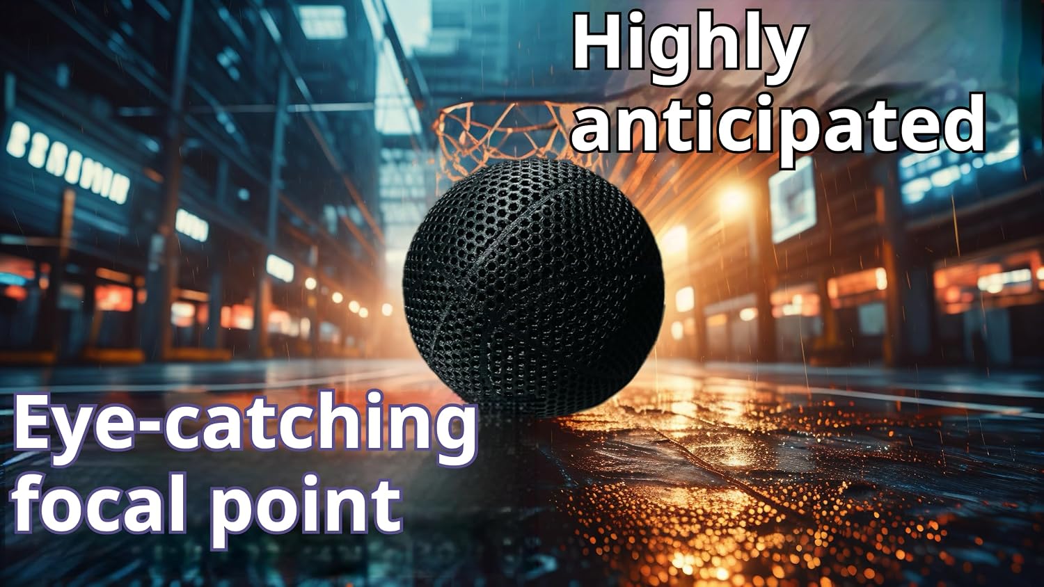 YHNNH Airless Basketball 3D Printed Silent Basketball Indoor Outdoor Durable Performance Quiet Basketballs Gift for Friends