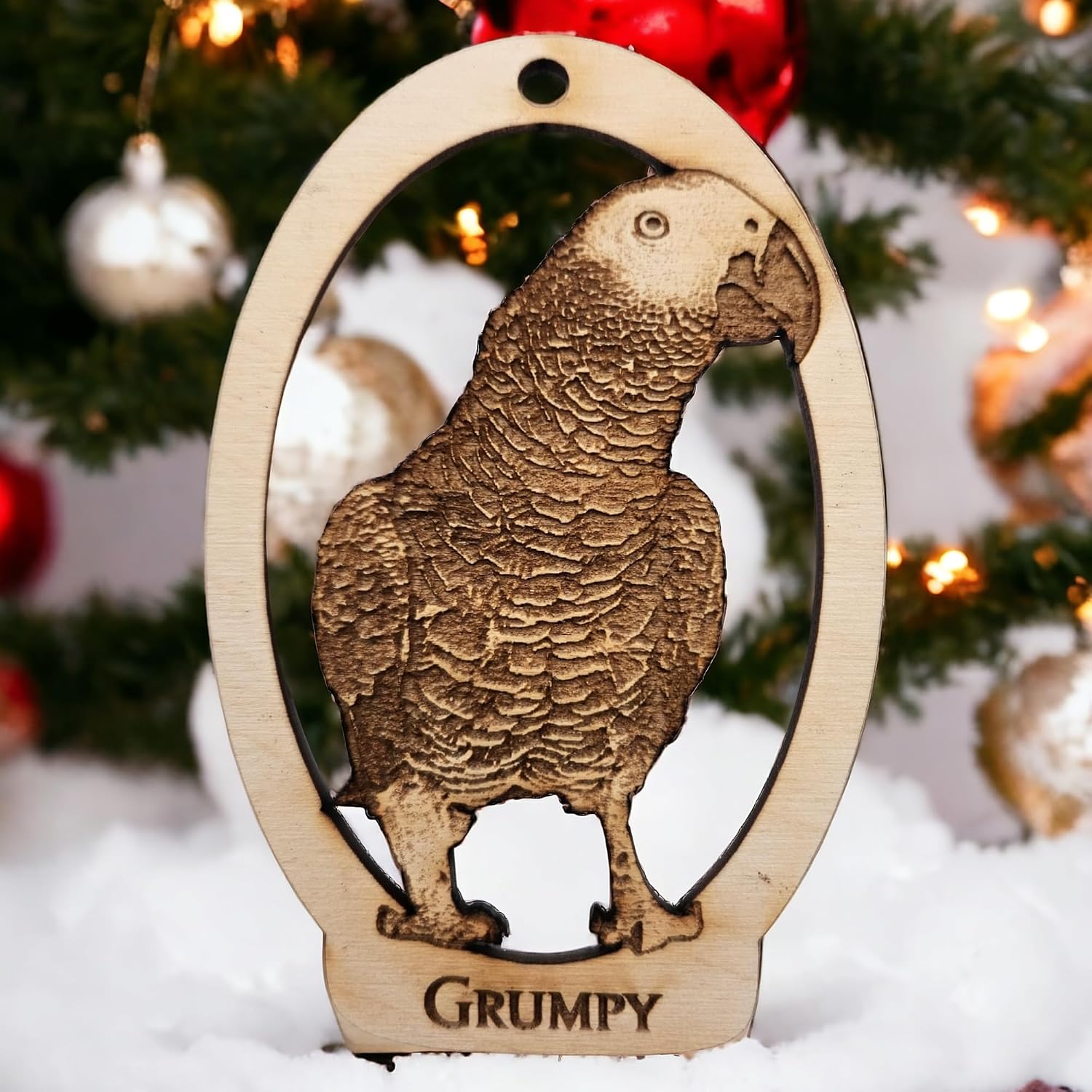 10PK Personalized African Grey Ornament, Gifts for Bird Lovers, Parrot Christmas Ornament for Christmas Tree, African Gray Parrot Gift, Pet Memorial