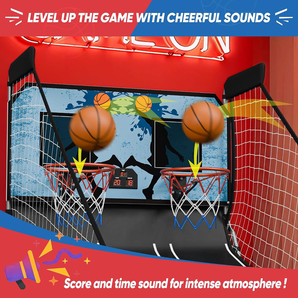Nova Microdermabrasion Foldable Indoor Basketball Arcade Game Double Shot 2 Player W/ 4 Balls, Electronic Scoreboard and Inflation Pump