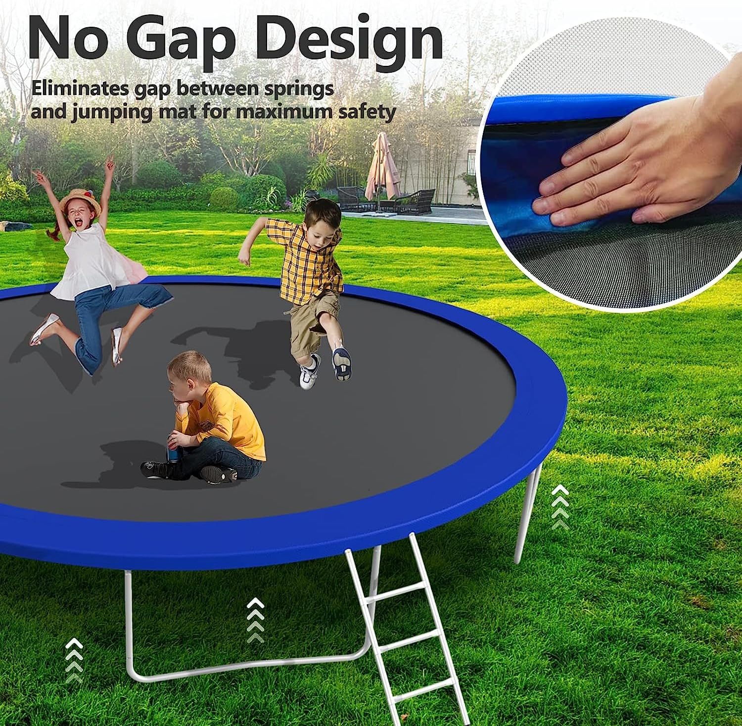Lyromix Upgraded Trampoline with Lights, Large Outdoor Trampoline with Sprinkler,Basketball Hoop and Net, Capacity for 5-8 Kids and Adults