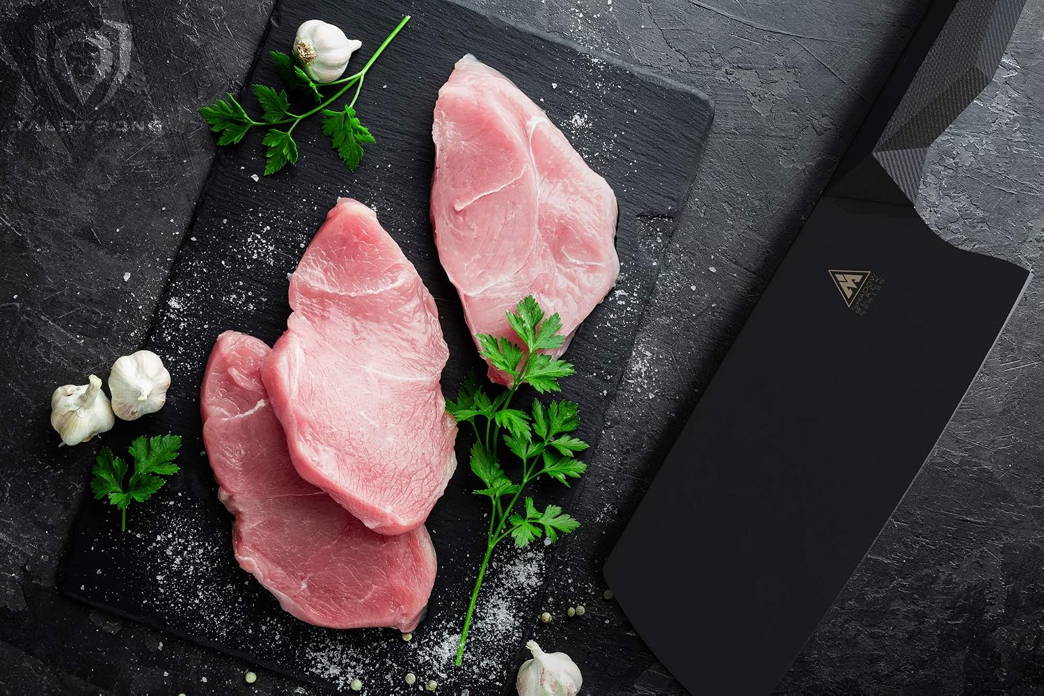 Dalstrong Meat Cleaver Knife-7'-Shadow Black Series-Titanium Nitride Coated-High Carbon Vacuum Treated Steel-Razor Sharp Kitchen Knife Gift-Sheath-NSF Certified