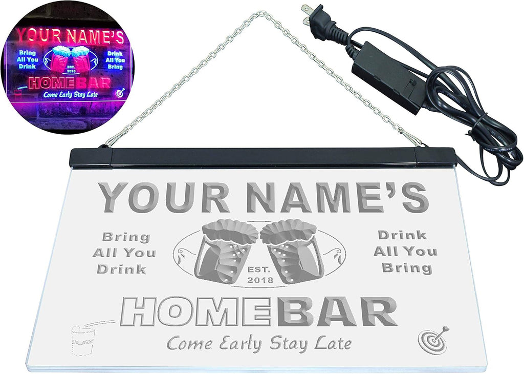 ADVPRO Personalized Your Name Custom Home Bar Beer Est. Year Dual Color LED Neon Sign Blue & Red 24 x 16 Inches st6s64-p-tm-br