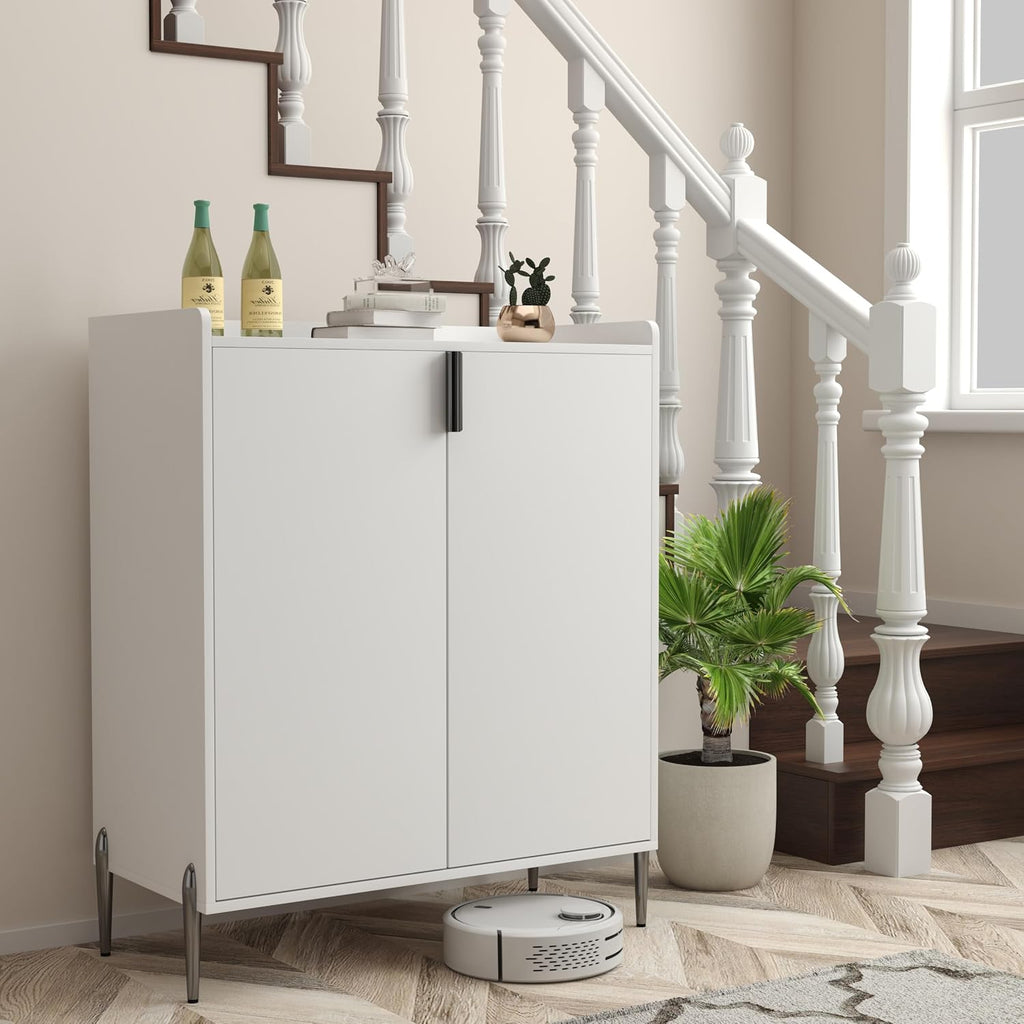 39' Moisture-Resistant Freestanding Storage Cabinet, Kitchen Storage Bakers Rack with Adjustable Shelf, Utility Food Cupboard with Anti-Tipping Device for Kitchen Dining Living Room, White