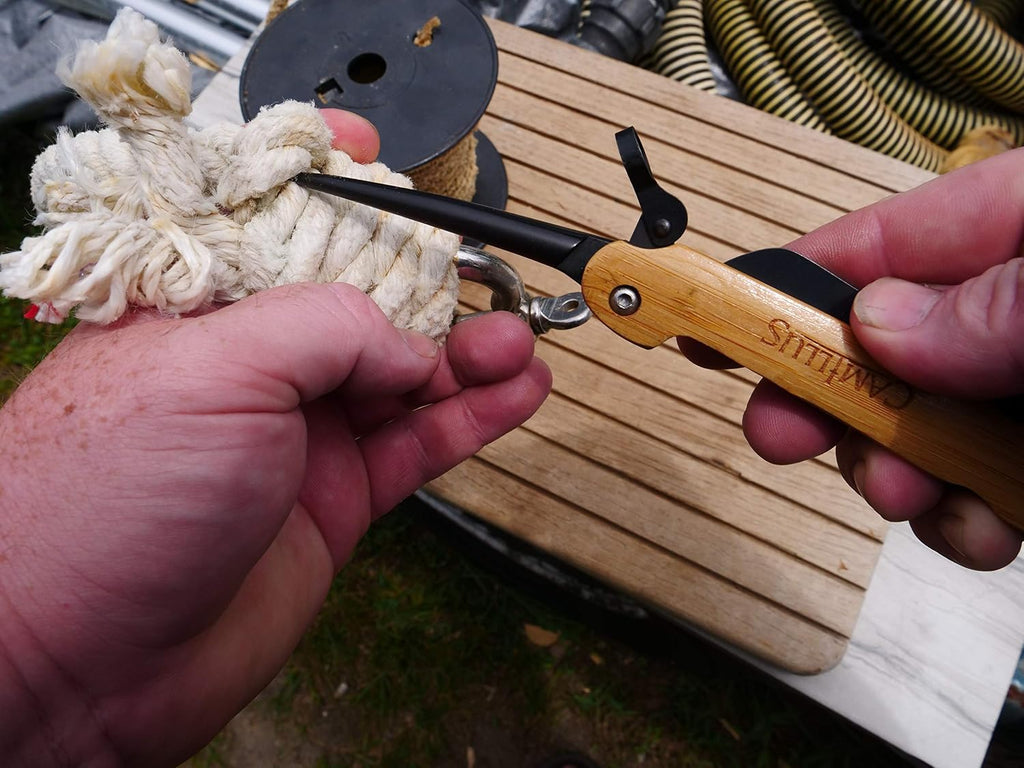 Camillus 7.5' Folder W/Marlin Spike Knife/Bamboo Handle/CARBONITRIDE Titanium™ / AUS-8