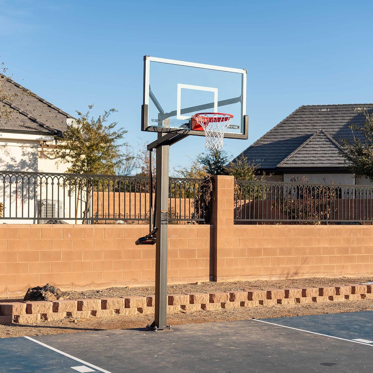 Lifetime 60' Mammoth Deluxe In-Ground Basketball Hoop, Mammoth Lift Adjustable Height, Tempered Glass Backboard Bolt Down System