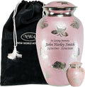 Pink Butterfly Cremation Urn for Human Ashes, Large Funeral Urn with Matching Keepsake and Personalized Engraving