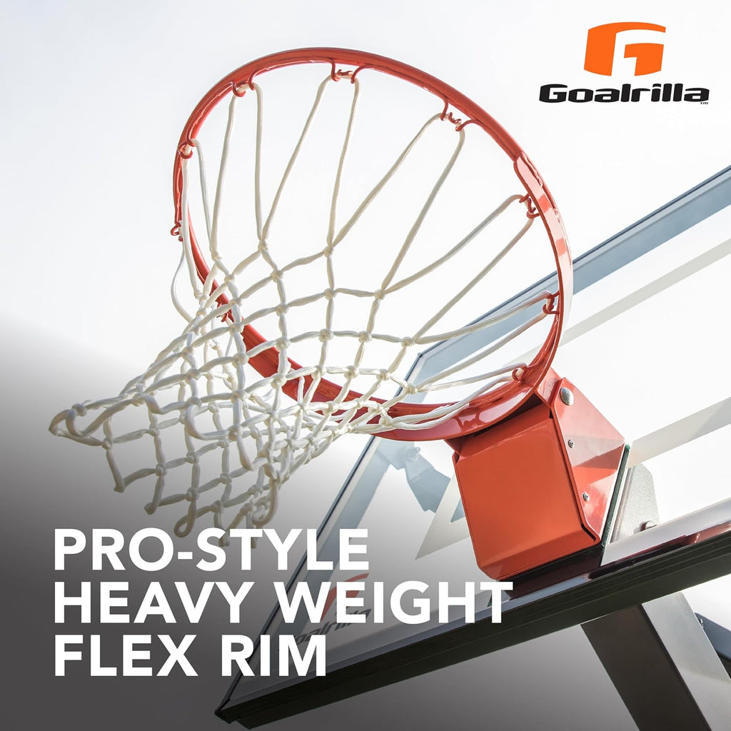 Goalrilla Heavy-Weight Pro-Style Breakaway Basketball Flex Rim with All-Weather Nylon Net and Powder-Coated Rim and Stainless Steel