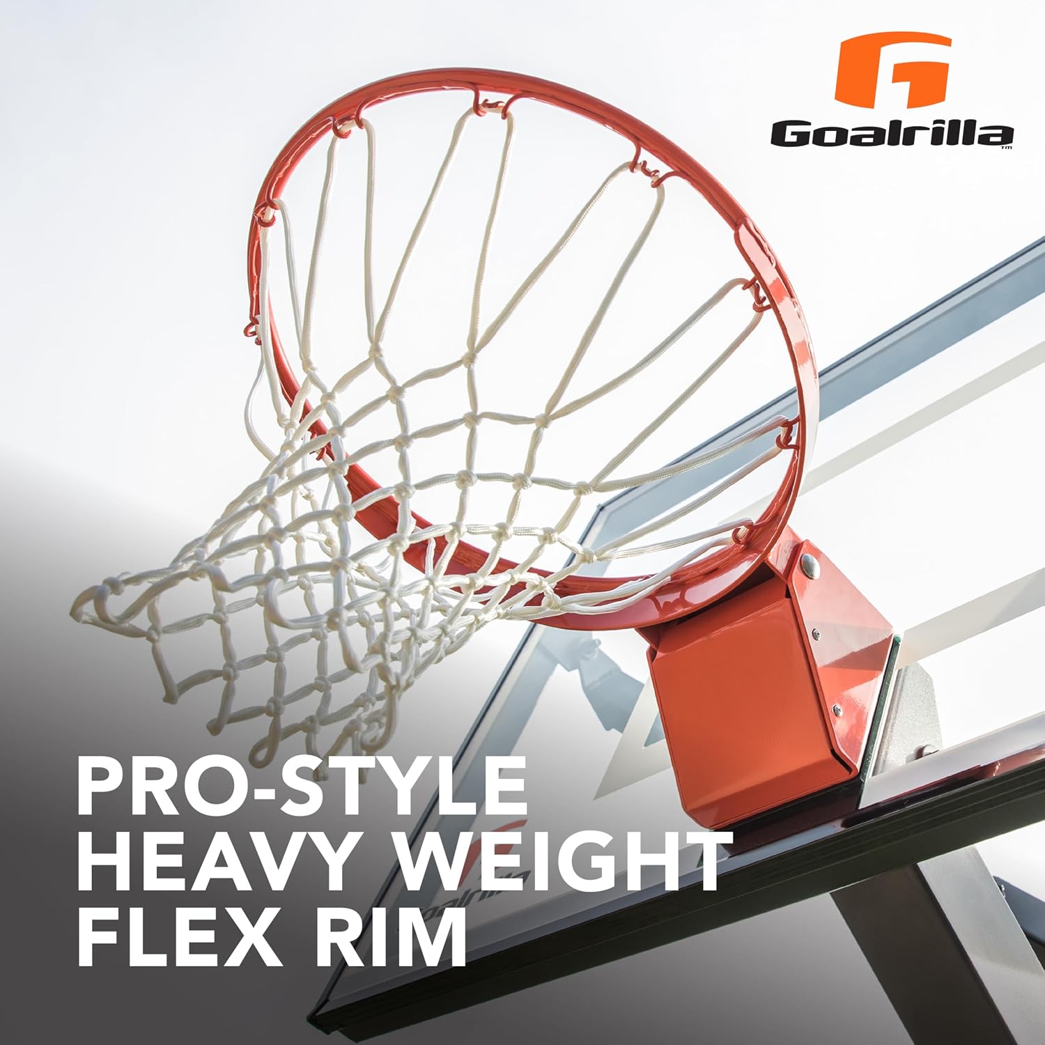 Goalrilla Heavy-Weight Pro-Style Breakaway Basketball Flex Rim with All-Weather Nylon Net and Powder-Coated Rim and Stainless Steel