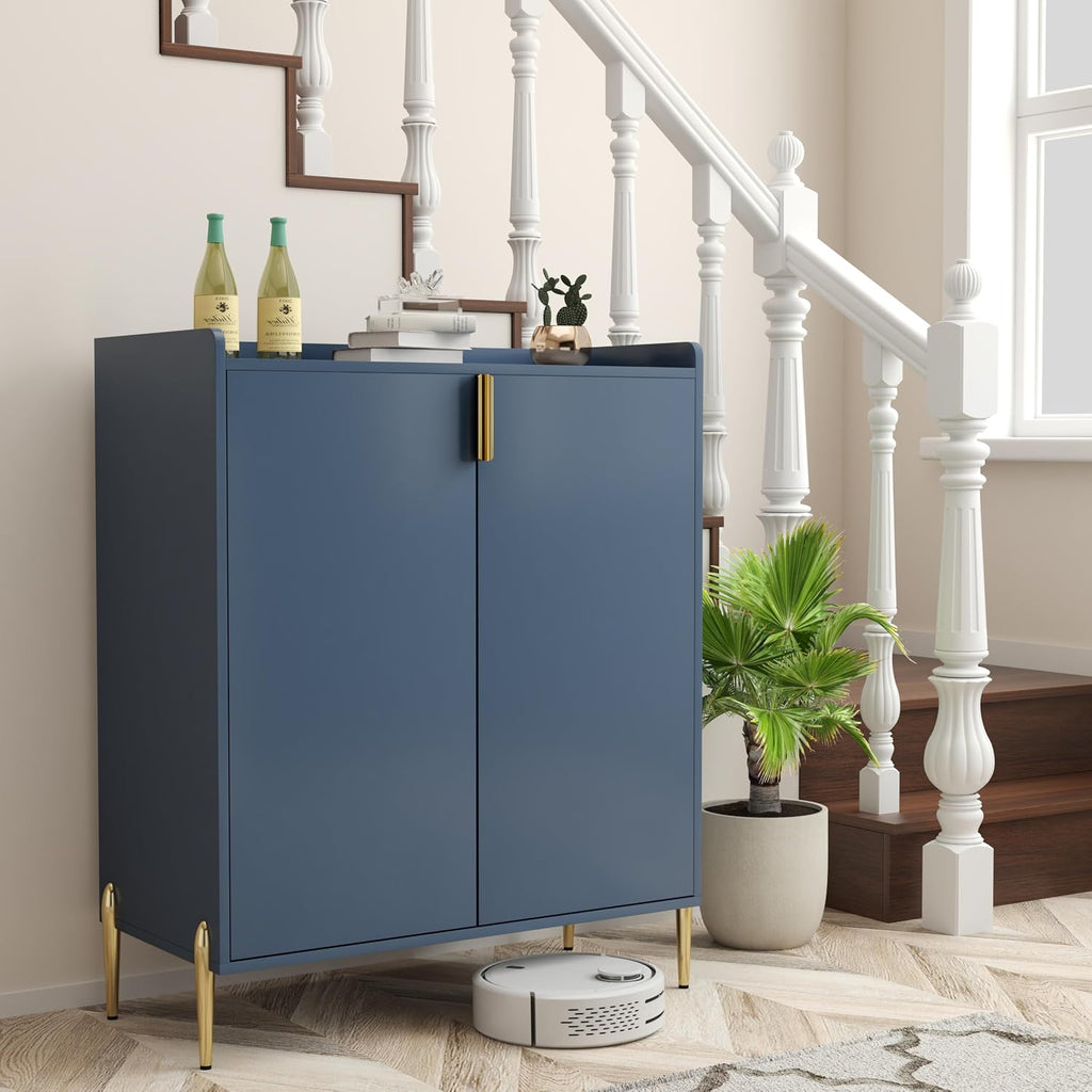 39' Moisture-Resistant Freestanding Storage Cabinet, Kitchen Storage Bakers Rack with Adjustable Shelf, Utility Food Cupboard with Anti-Tipping Device for Kitchen Dining Living Room, Blue