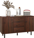 HOMCOM Storage Sideboard, Credenza Cabinet with 2 Cupboards, 3 Drawers and Adjustable Shelves, Buffet Table for Living Room, Entryway, Brown 839-545V01BN