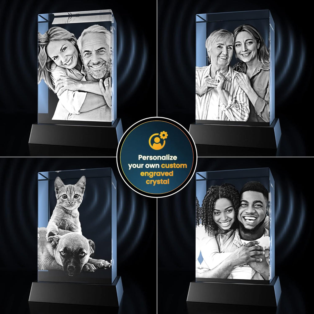 STRONGUS Personalized 3D Crystal Photo Gift for Dad – Custom Engraved Picture in Premium Optical Crystal – Personalized Keepsake for Dad, Grandpa, Husband, Father, Papa – Custom Photo Memorial Gift – Made in USA (XXXL)