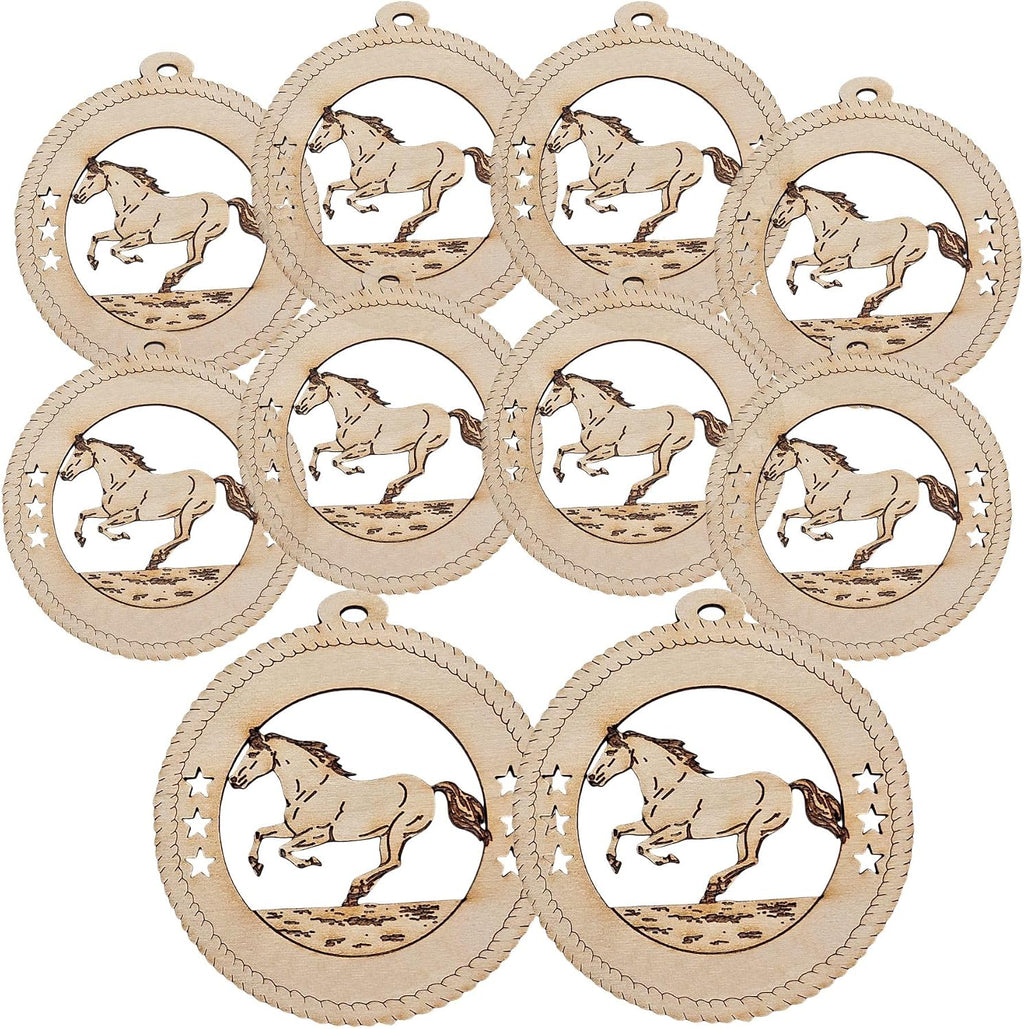 10PK Personalized Rearing Horse Ornaments, Equestrian Keepsakes, Holiday Decor for Horse Lovers