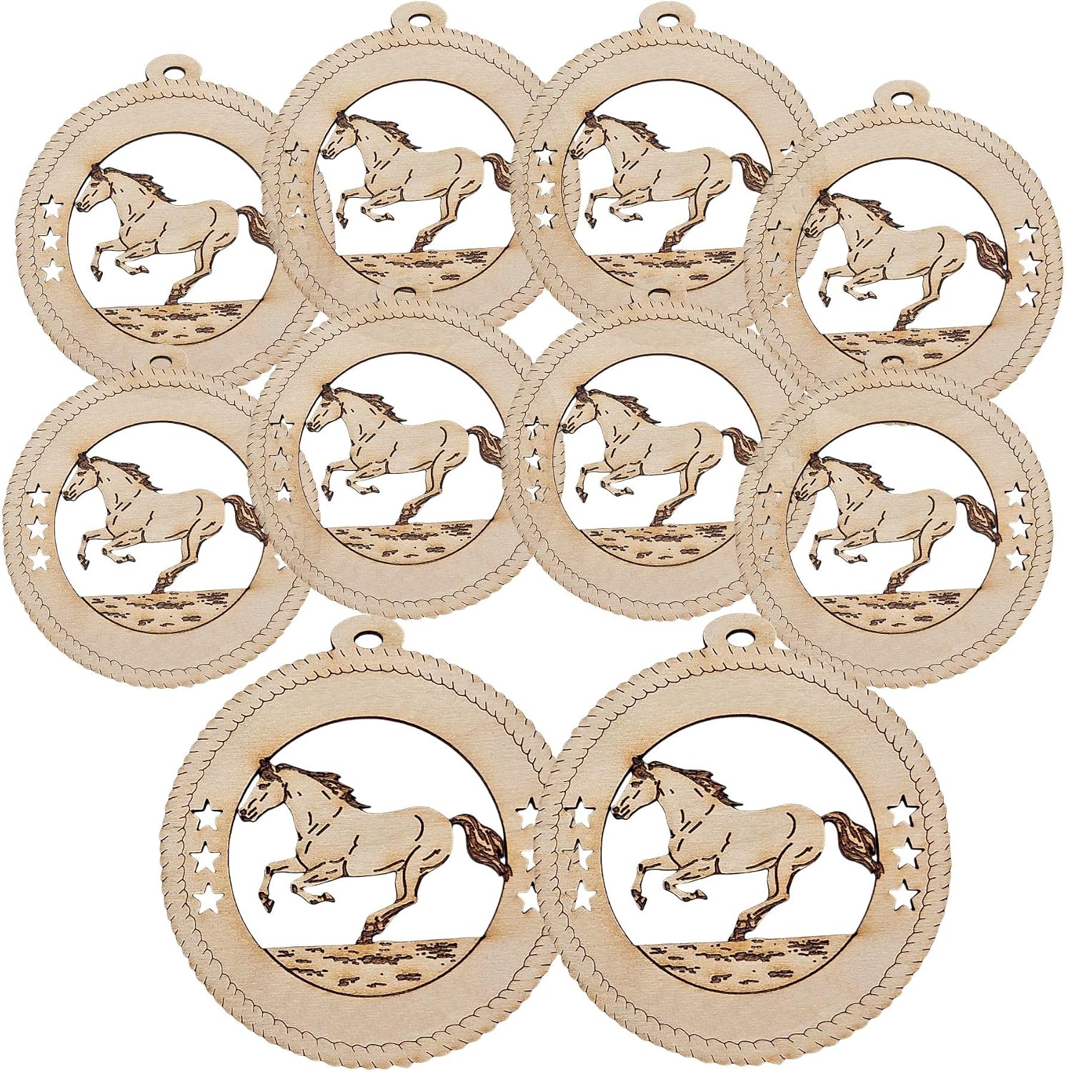 10PK Personalized Rearing Horse Ornaments, Equestrian Keepsakes, Holiday Decor for Horse Lovers