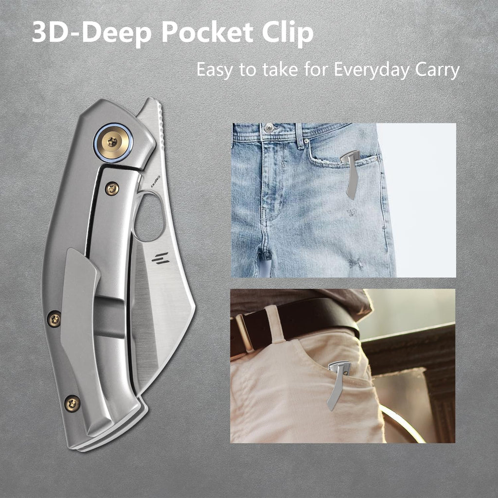 KANSEPT Osprey Pocket Folding Knives EDC Camping Knife 2.23'' Satin CPM S35VN Blade Small Pocket Knife with Titanium Handle for Men Women Everyday Carry K2087A1