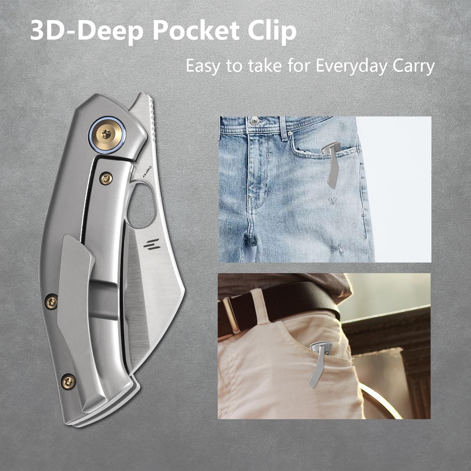 KANSEPT Osprey Pocket Folding Knives EDC Camping Knife 2.23'' Satin CPM S35VN Blade Small Pocket Knife with Titanium Handle for Men Women Everyday Carry K2087A1